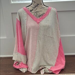 Oli & Hali Gray and pink Oversized short Sleeve Tee